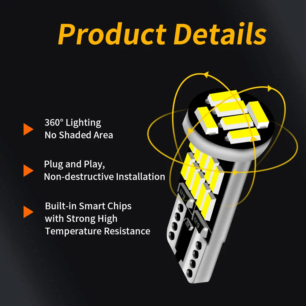 50PCS/PACK LED T10 4014 26SMD Amber/White/Blue/Red Super Bright Lighting W5W 168 192 194 501 For Car Parking/Brake/Turn Signals