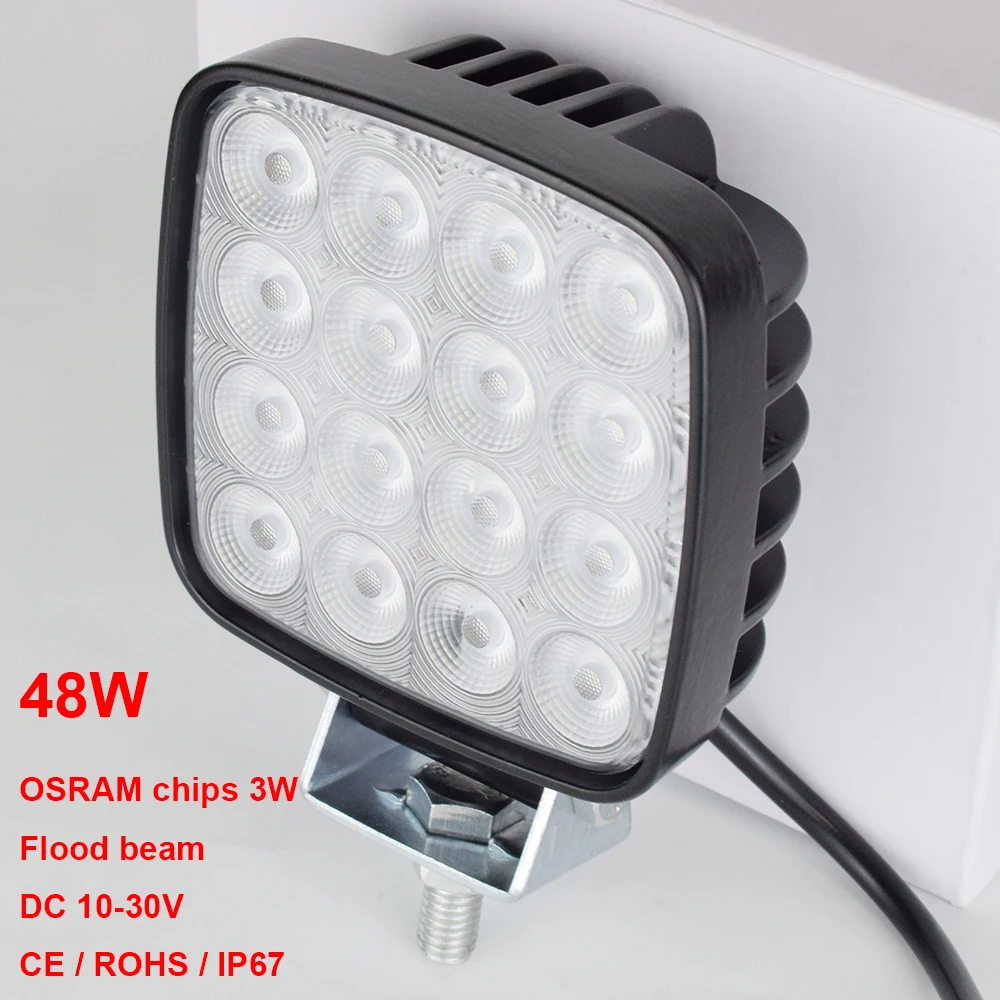 4 inch LED Flood Light Excavator Squar Forklift Tractor Heavy Duty Blub Offroad 12V 24V 6240LM Agricultural vehicles 1