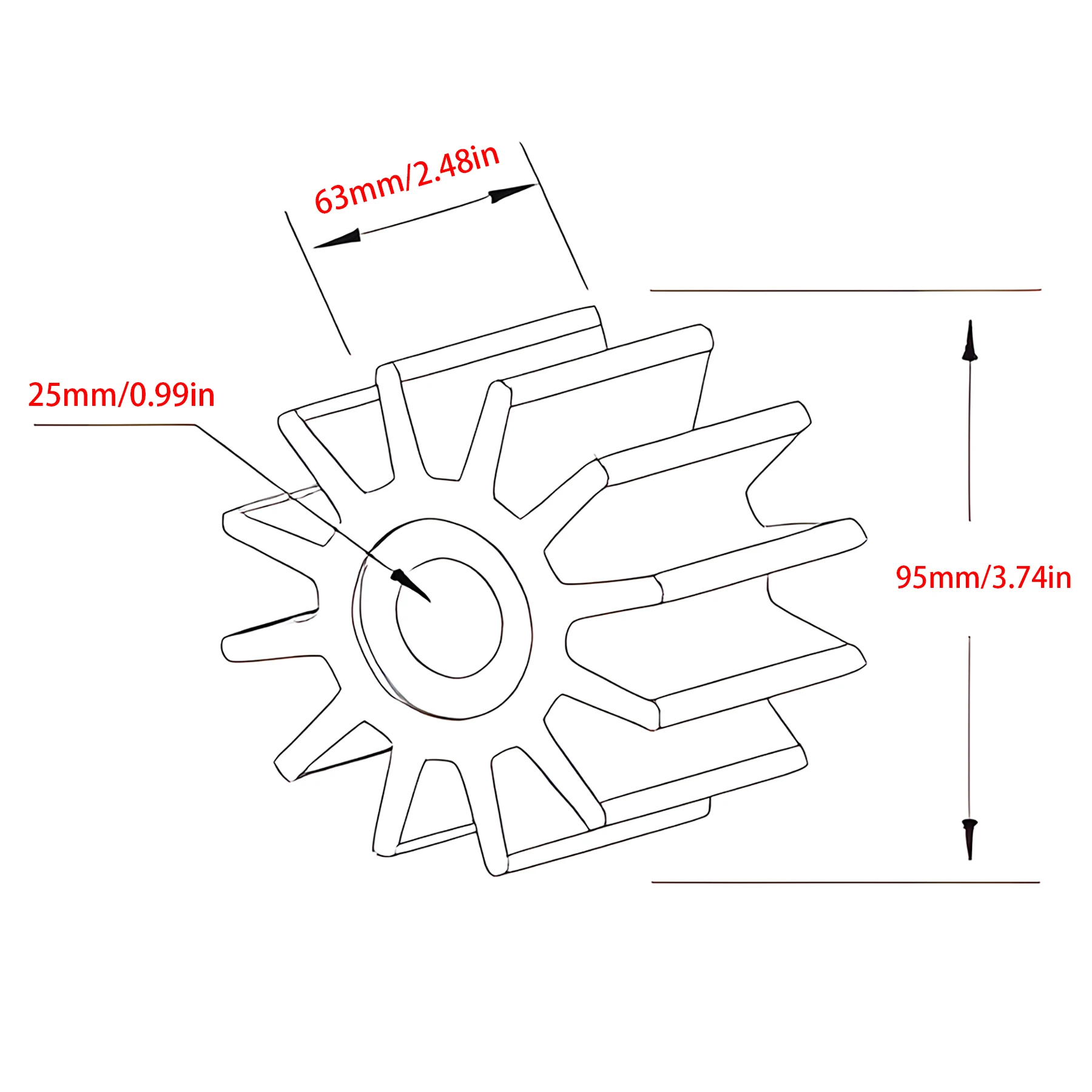 875660 825942 Impeller 807904 21951362 For Volvo Penta Marine Engine Water Pump 3826728 877066 or 875736 Replace Sierra 18-3275