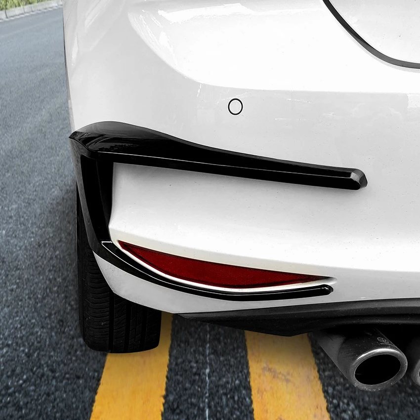 For VW Golf 7 7.5 MK7 MK7.5 GTI R GTD R400 2013-2020 Rear Bumper Brake Lamp Spoiler Trim Glossy Black 1Pair Frame Strip Canard