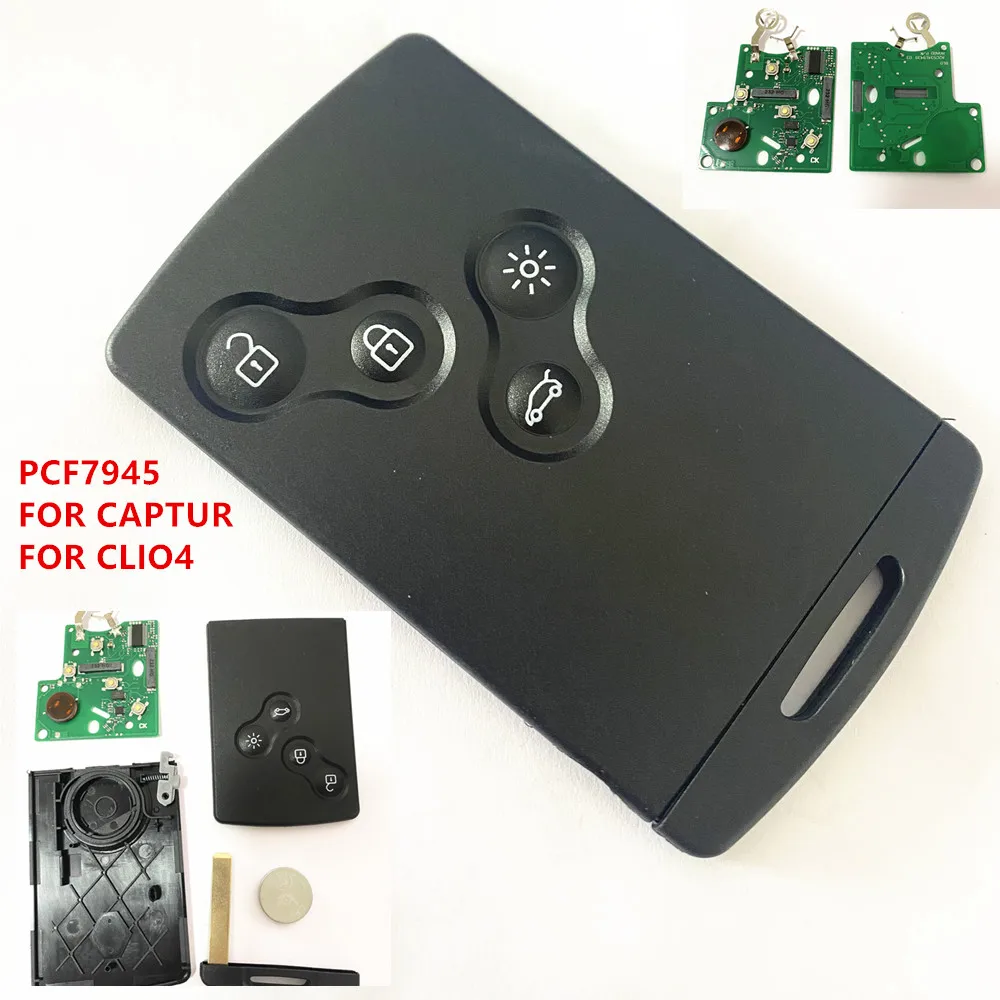 NO LOGO! 5pcs/lot 4 Button Clio4 Keyless Car Key Smart Card Remote 433MHz 4A Chip for Rena Clio IV 4 Captur Key 2009-2017