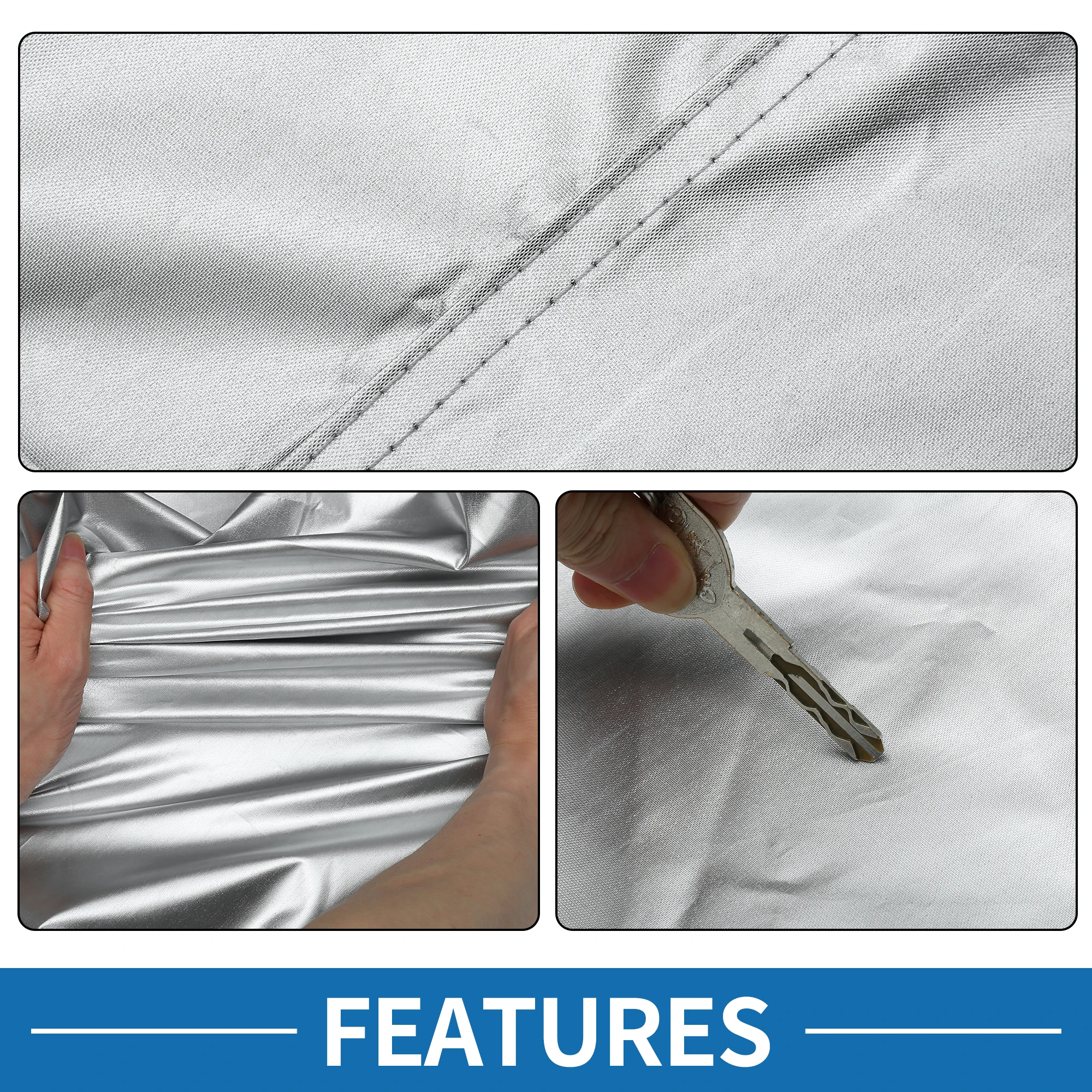 UXCELL Front Half Car Cover 220x160cm Bonnet Cover Waterproof Outdoor Engine Hood Half Cover 210D with Reflective Tape