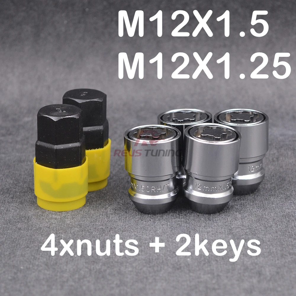 36mm M12x1.5 M12x1.25 Security Anti Theft Steel Special Key Car Locking Wheel Lug Nuts Lock Nut