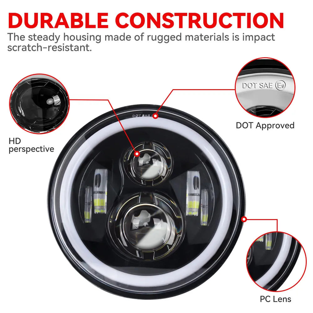 for Nissan Patrol Y60 Hummer H1&H2 Lada 4X4 7inch LED Headlight DRL For Wrangler TJ JK LJ CJ 7inch for Land Rover Defender