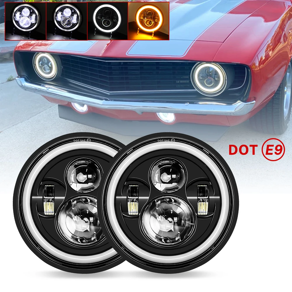 for Nissan Patrol Y60 Hummer H1&H2 Lada 4X4 7inch LED Headlight DRL For Wrangler TJ JK LJ CJ 7inch for Land Rover Defender