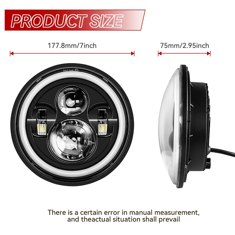 for Nissan Patrol Y60 Hummer H1&H2 Lada 4X4 7inch LED Headlight DRL For Wrangler TJ JK LJ CJ 7inch for Land Rover Defender