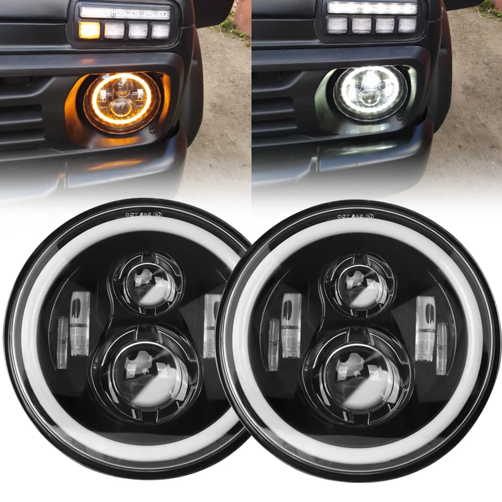 for Nissan Patrol Y60 Hummer H1&H2 Lada 4X4 7inch LED Headlight DRL For Wrangler TJ JK LJ CJ 7inch for Land Rover Defender