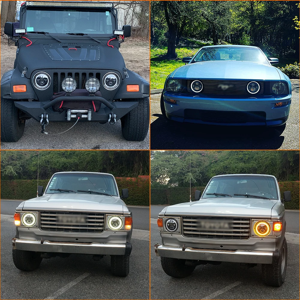 for Nissan Patrol Y60 Hummer H1&H2 Lada 4X4 7inch LED Headlight DRL For Wrangler TJ JK LJ CJ 7inch for Land Rover Defender