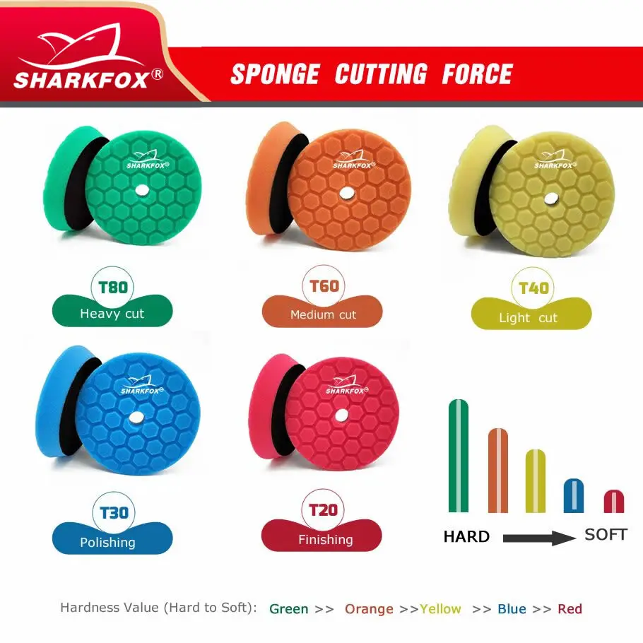 Sharkfox 5/6 inch Car Polishing Pad Sponge Buffing Waxing Clean Polish Buffer Drill Wheel Polisher Removes Scratches Car Repair