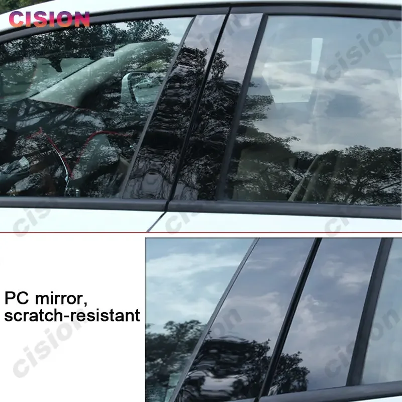 16x Glossy Black Car Door Window Center Column B C Pillar Post Cover Mirror Effect Trim For Chevrolet Cruze Sedan J400 2018-2023