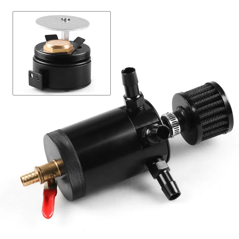 Universal Aluminum 2-port/ 3-port Oil Catch Can Tank with Breather Filter Engine Mini Oil Separator