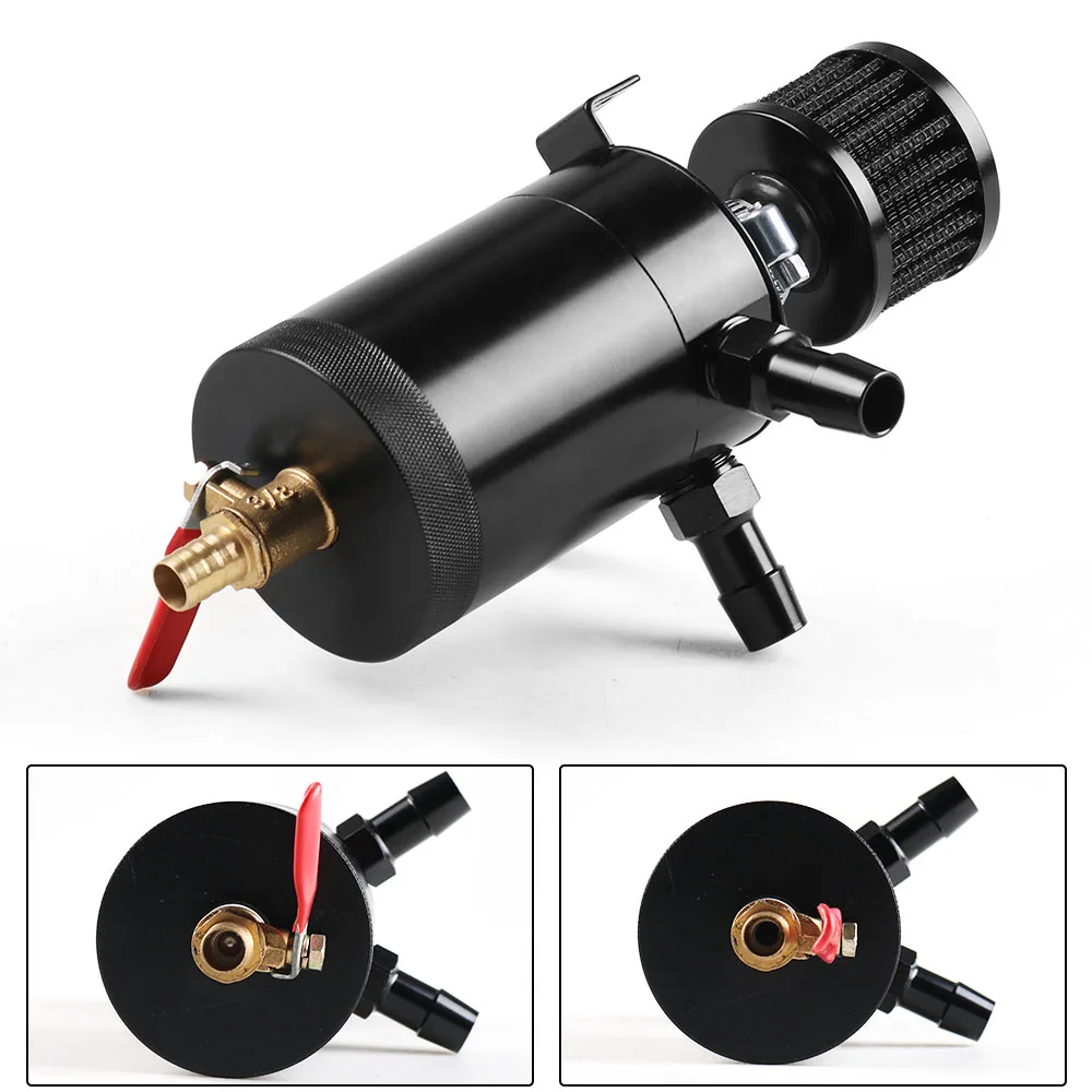 Universal Aluminum 2-port/ 3-port Oil Catch Can Tank with Breather Filter Engine Mini Oil Separator