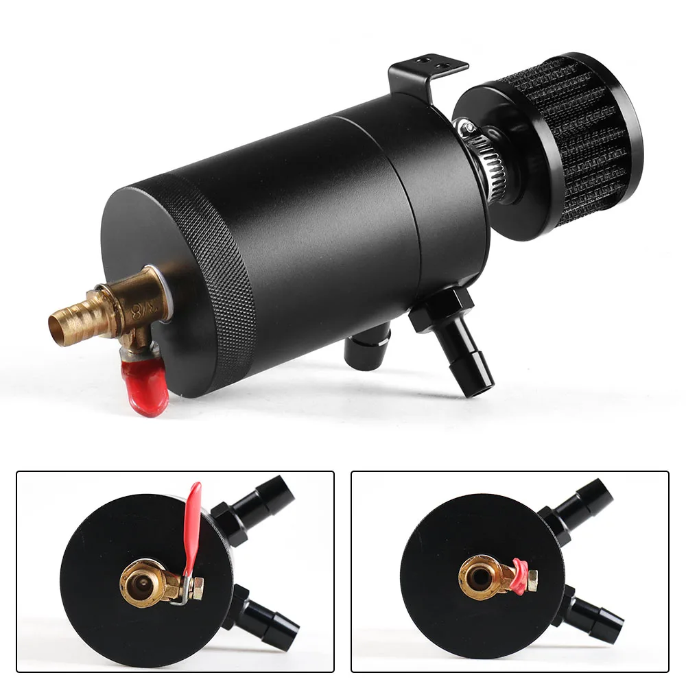 Universal Aluminum 2-port/ 3-port Oil Catch Can Tank with Breather Filter Engine Mini Oil Separator