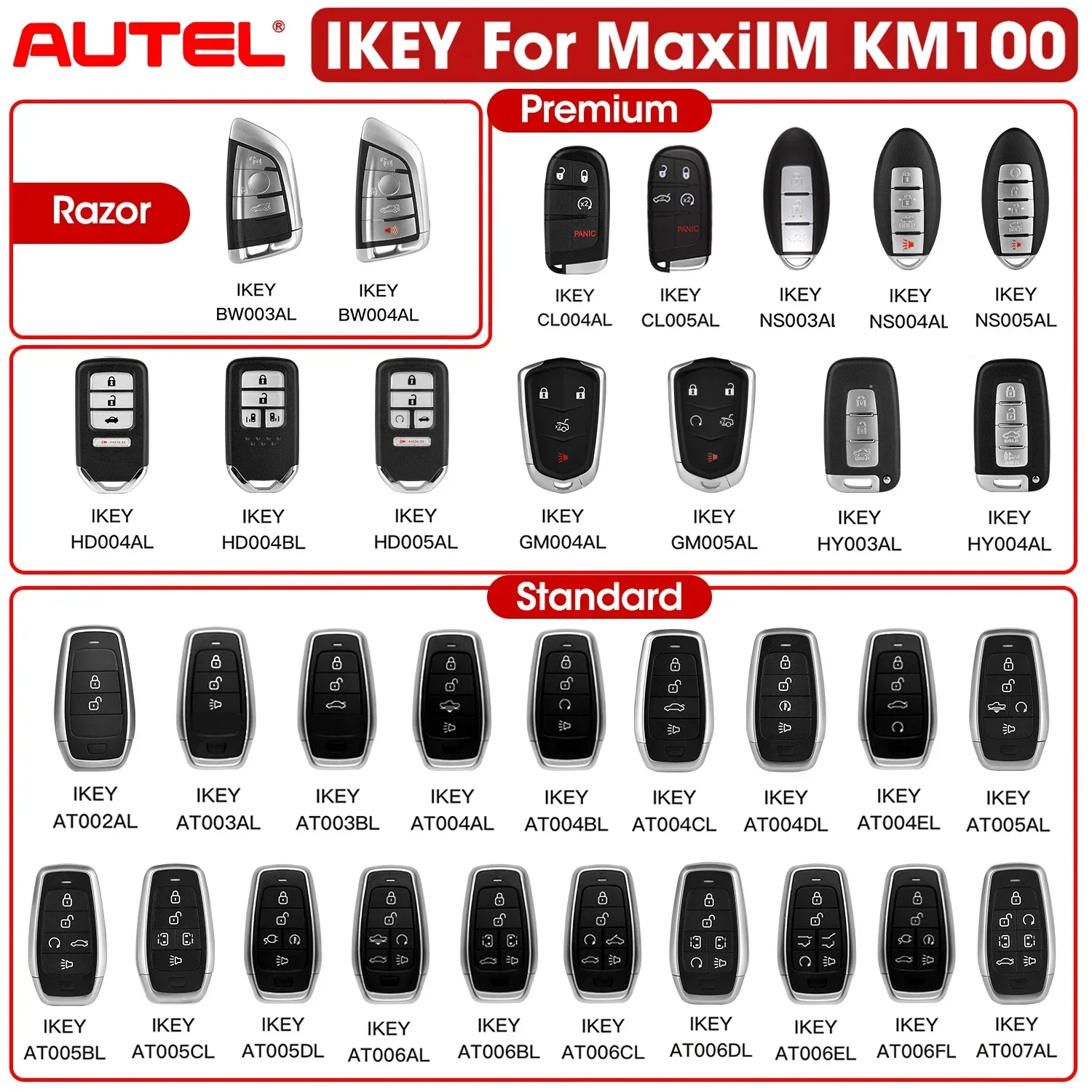 1PCS Autel IKEYCL004AL IKEYCL005AL For KM100 IM508 IM608 KM100E