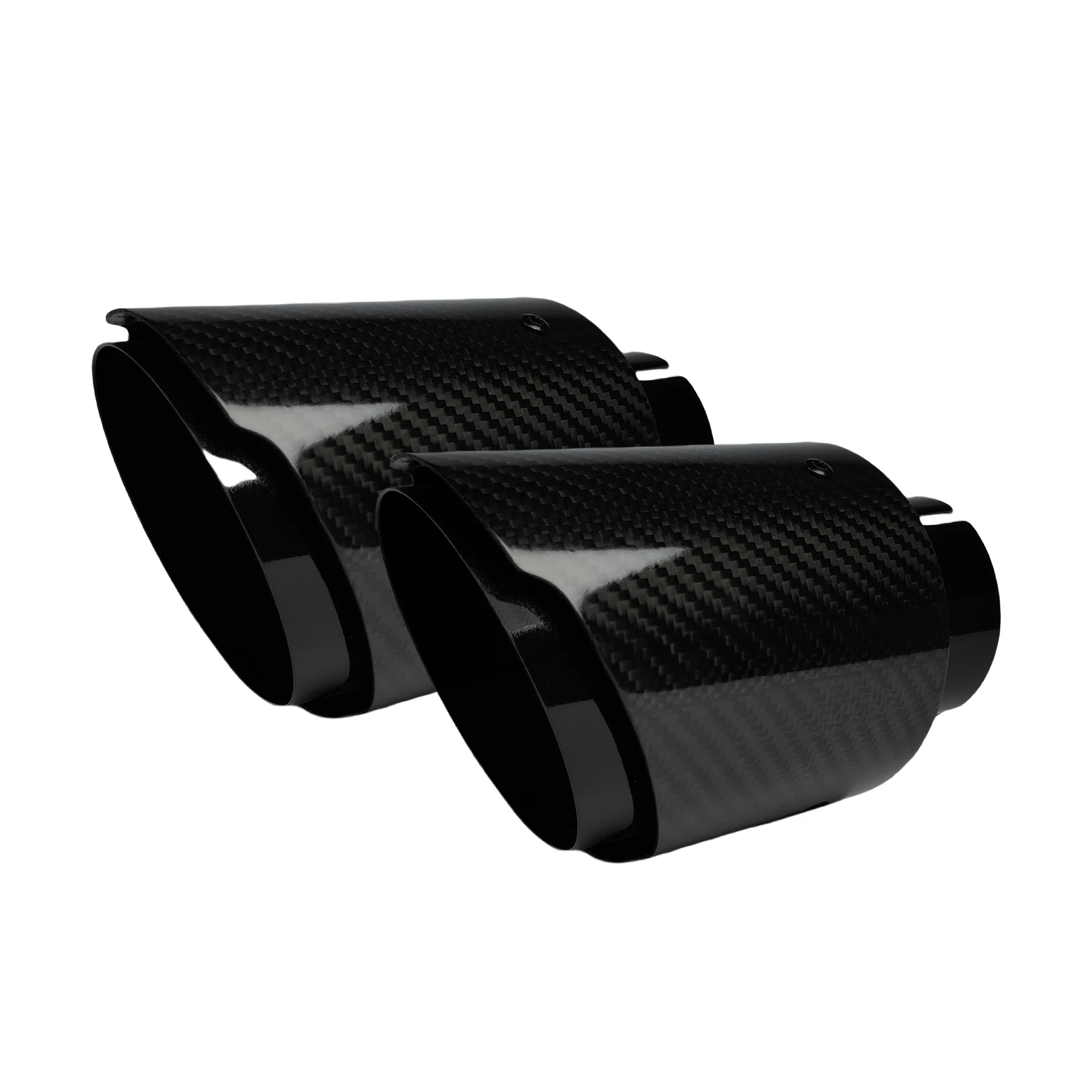 1 Pcs Universal Car Carbon Fibre Tail Throat Stainless Steel Bright Black Twill Glossy Muffler Exhaust Nozzle Tip