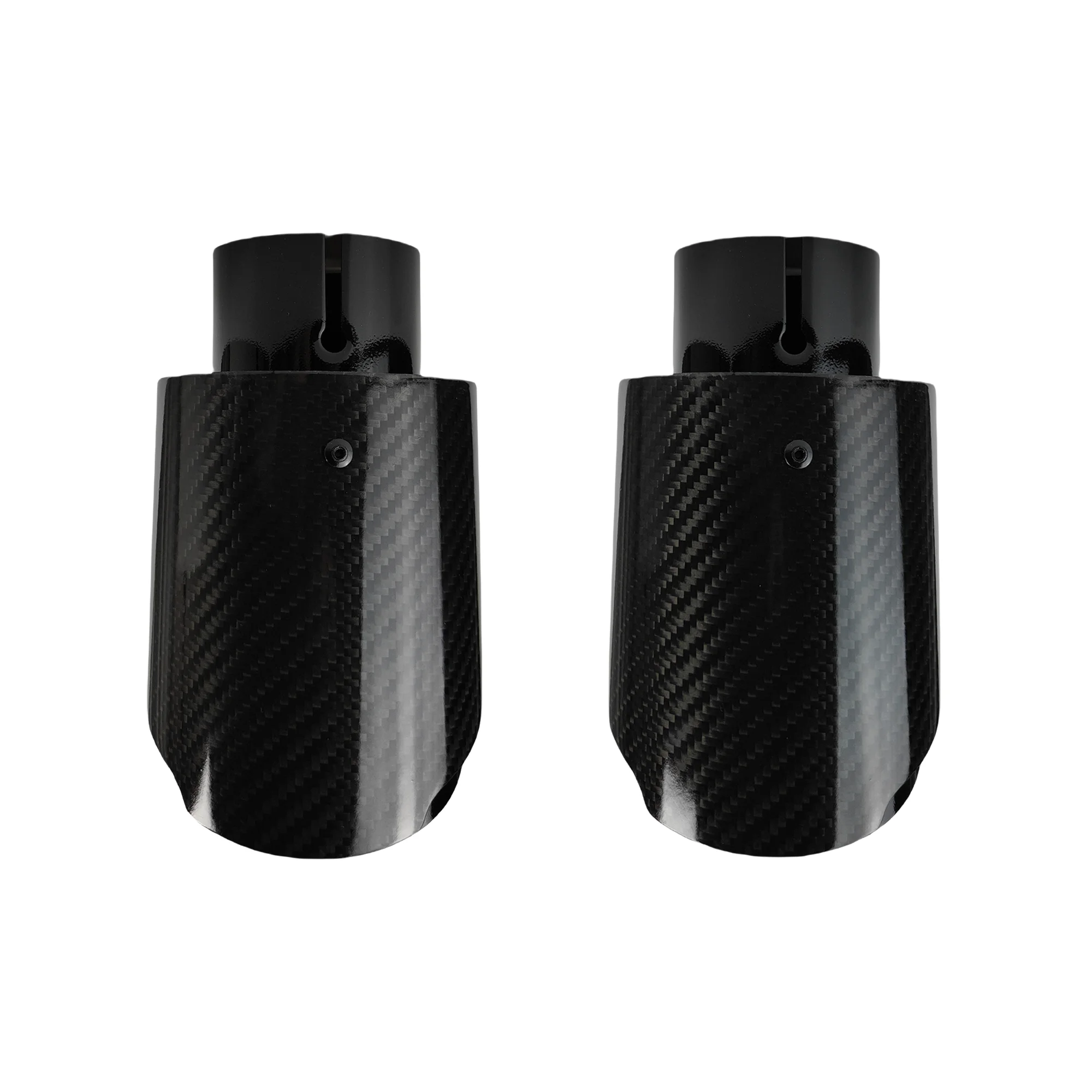 1 Pcs Universal Car Carbon Fibre Tail Throat Stainless Steel Bright Black Twill Glossy Muffler Exhaust Nozzle Tip