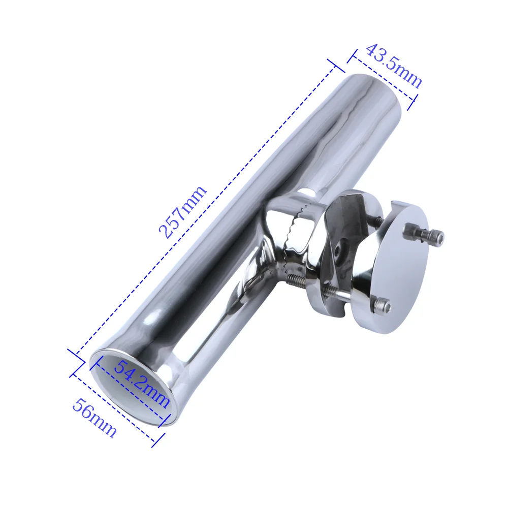 (2X) Tournament Style Clamp on Boat Fishing Rod Holder Stainless Steel Adjustable Fit for 1-1/4' to 2' Fishing Tackle Tube