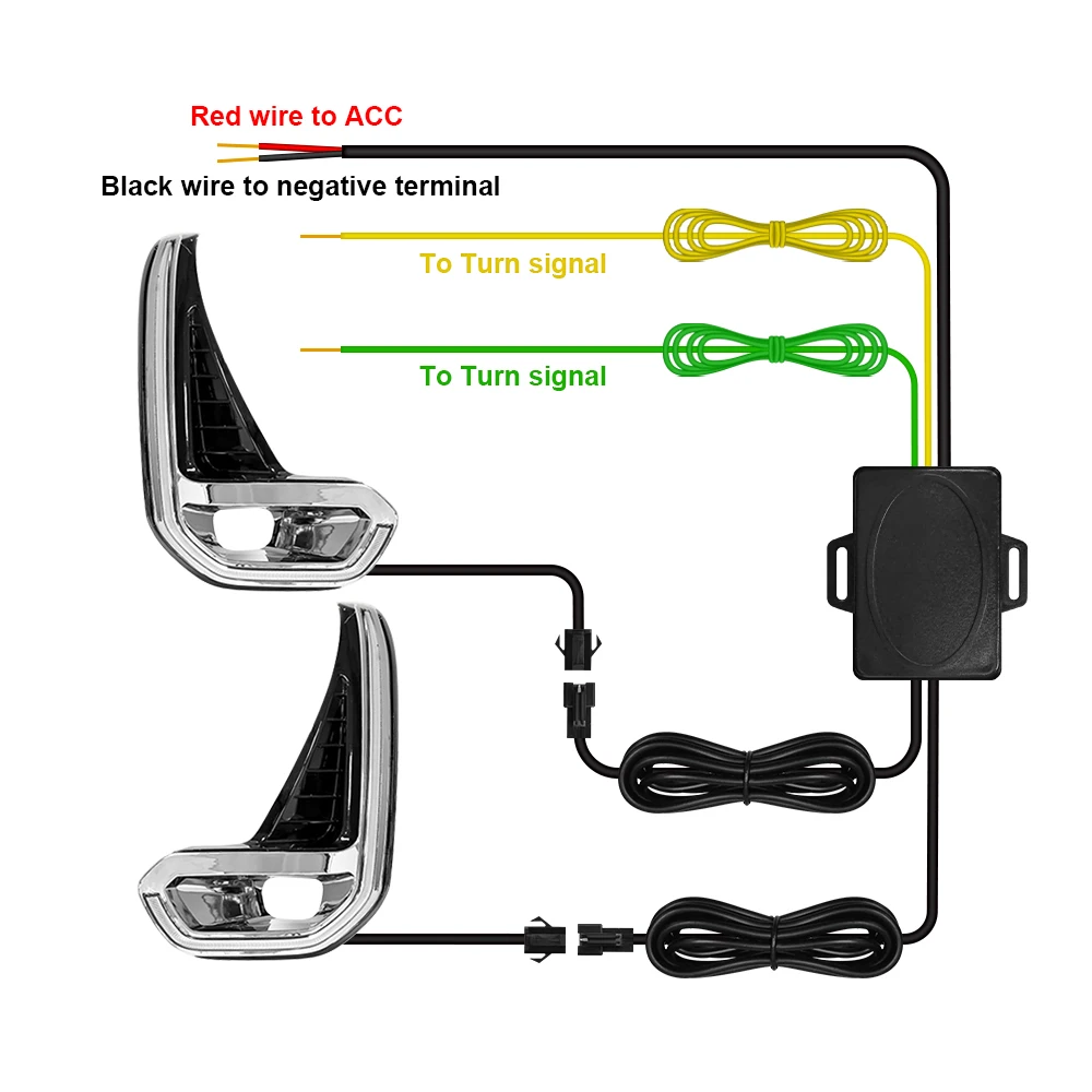 For Toyota Hilux Revo 2020 2021 Led DRL Fog Lamp Daytime Running Light Day Bumper Driving Waterproof Turn Signal Wires Switch