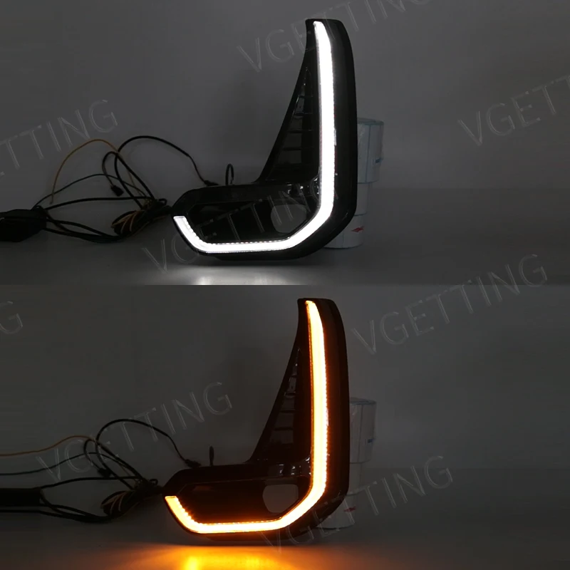 For Toyota Hilux Revo 2020 2021 Led DRL Fog Lamp Daytime Running Light Day Bumper Driving Waterproof Turn Signal Wires Switch