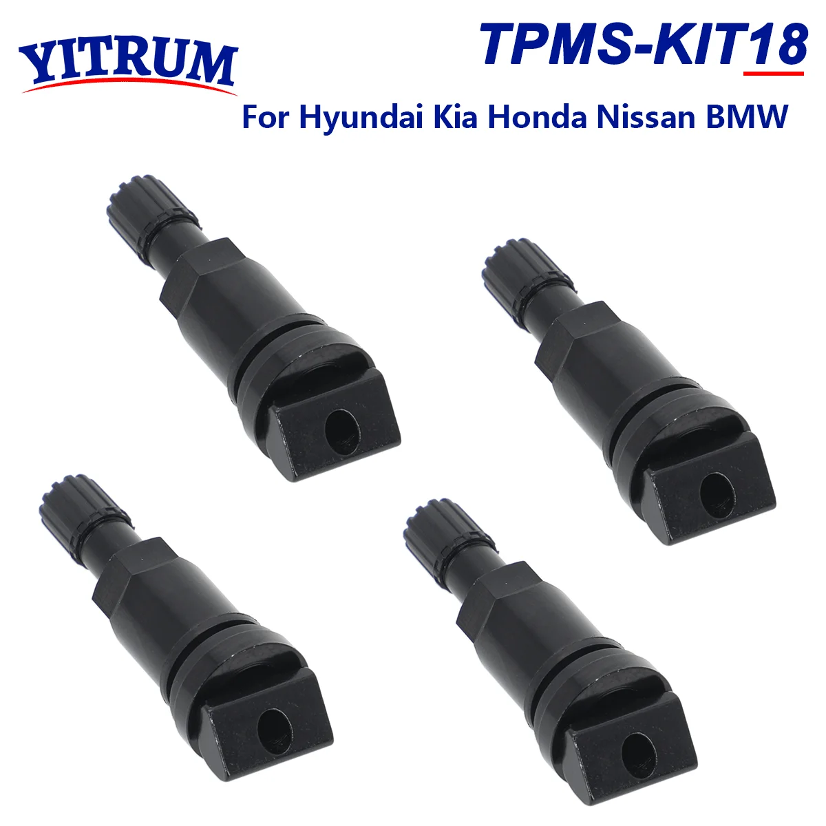 TPMS Tire Pressure Sensor Black Aluminum Rubber Valve Stem Replacement Repair Kit For Hyundai Kia Honda Nissan BMW GM Chevrolet