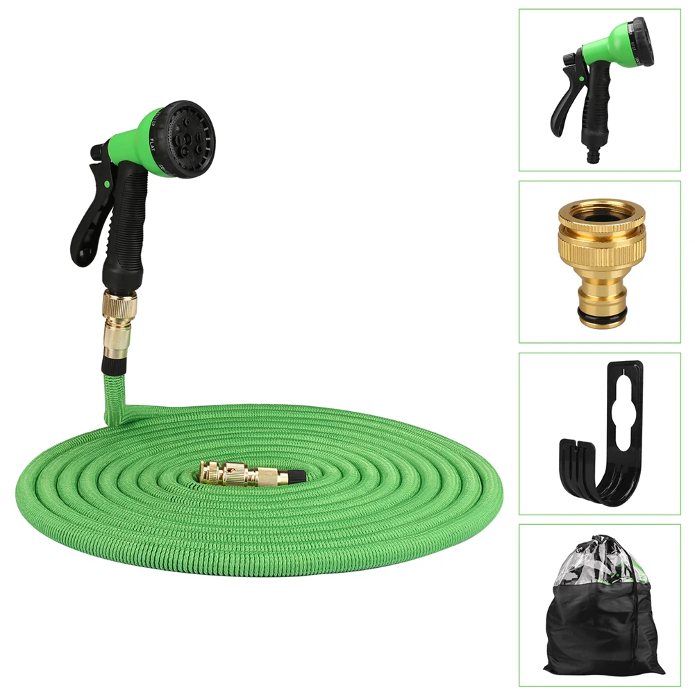 25/50/75/100ft Portable Garden Hose Water Gun For Cleaning Car Wash Machine Watering Sprinkler Durable Water Gun with Water Hose