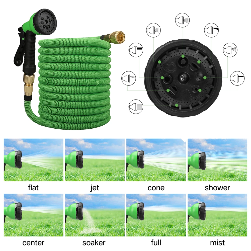 25/50/75/100ft Portable Garden Hose Water Gun For Cleaning Car Wash Machine Watering Sprinkler Durable Water Gun with Water Hose