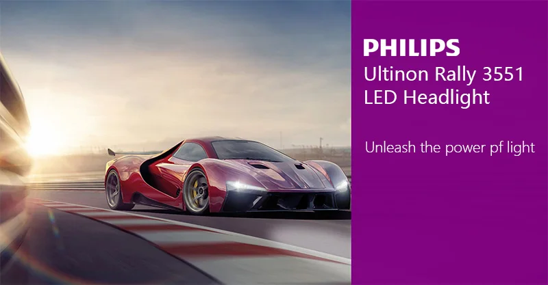 Philips LED H4 H7 H11 Ultinon Rally 3551 9005 9006 9012 Car Light 100W 9000LM 6500K White High Lumen Watt LED Automotive Lamps