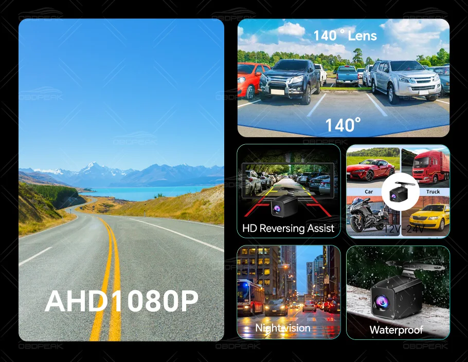 1920*1080P RearView Camera 6M/10M/15M Car and Truck Universal Night Vision Camera Waterproof With Auto Reversing Parking Line