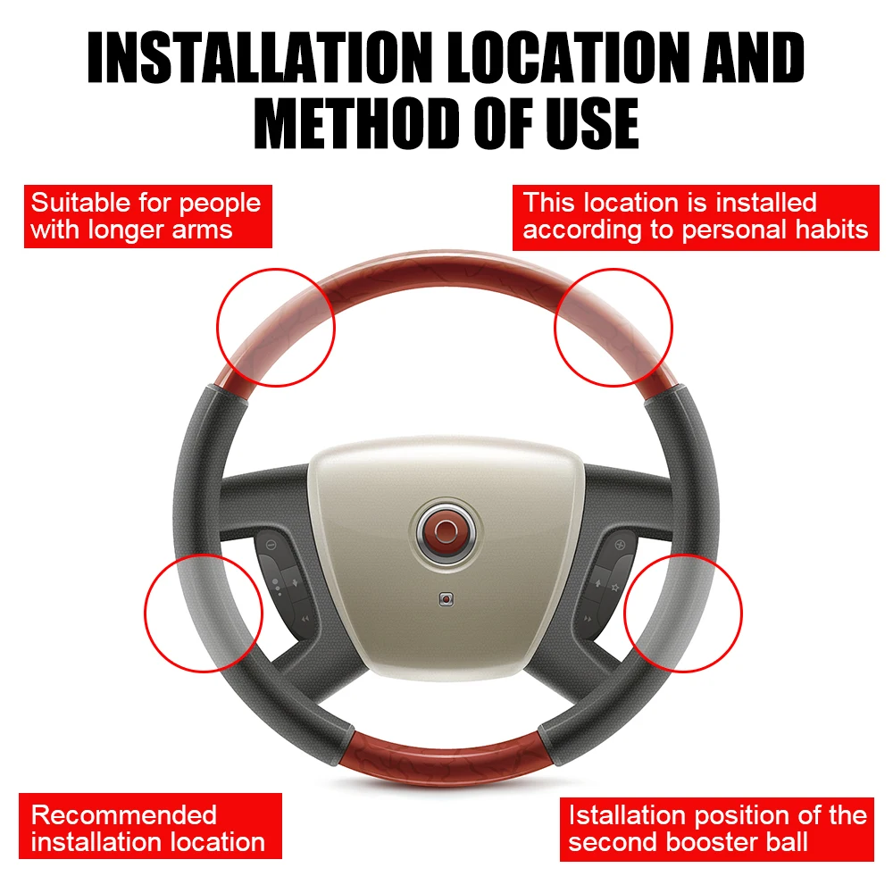 Grip Ball Turning Hand Control Spinner Knob Car Steering Wheel Booster 360 Degree For Car Truck Tractor Forklift Auto Parts