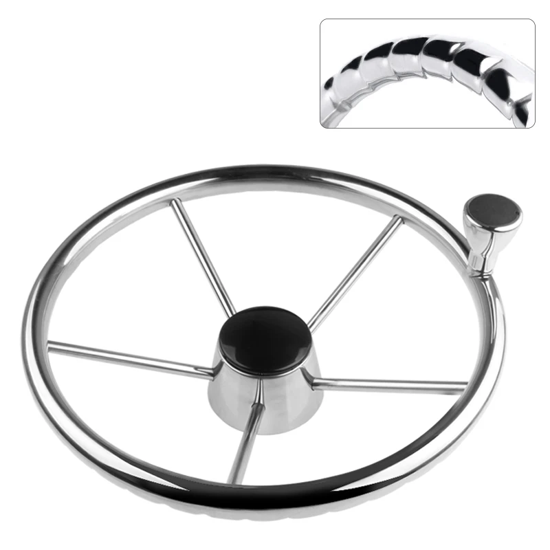 Stainless Steering Wheel with Knob, Marine Boat Accessories, 13-1/2 ", 5 Spoke