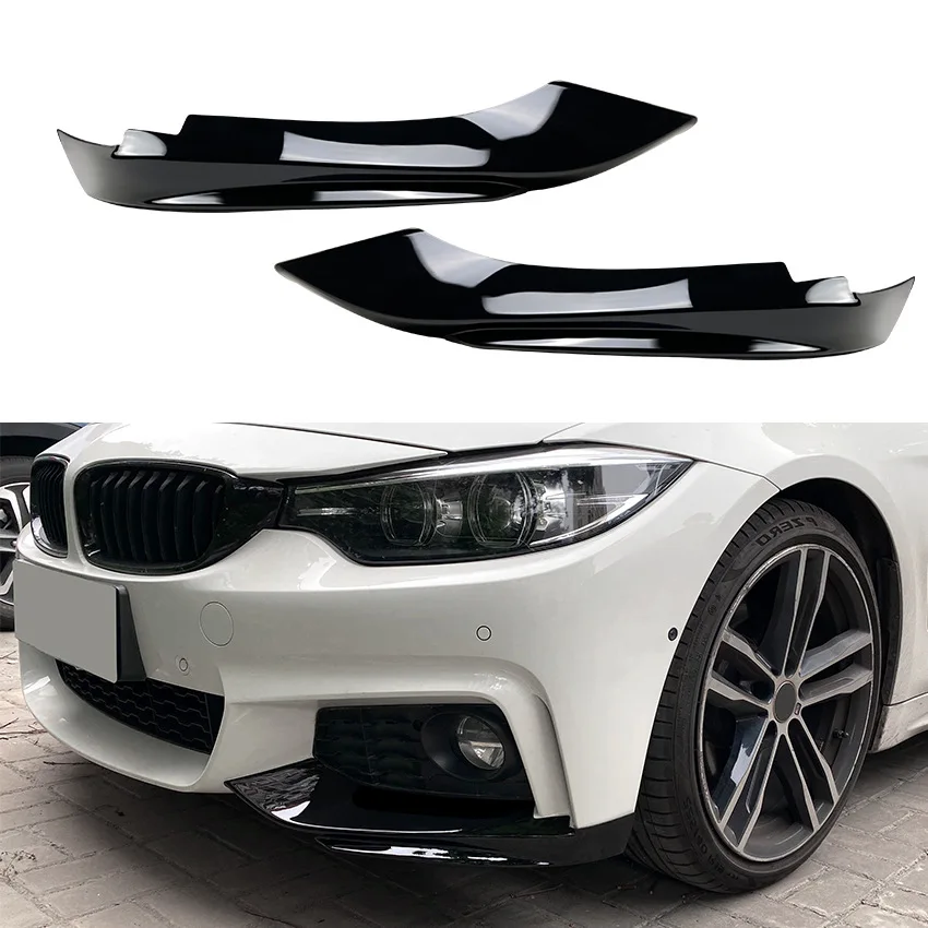 For BMW F32 F33 F36 4 Series 2014-2020 M-Sport M-Tech Front Bumper Lip Spoiler Carbon Fiber Look/Gloss Black Air Splitters