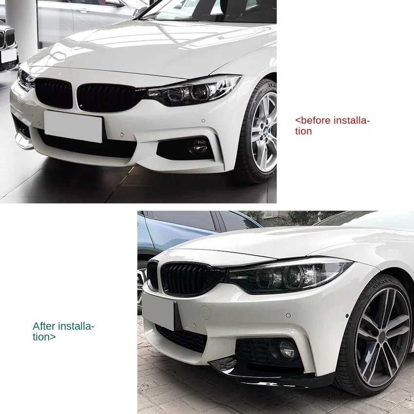 For BMW F32 F33 F36 4 Series 2014-2020 M-Sport M-Tech Front Bumper Lip Spoiler Carbon Fiber Look/Gloss Black Air Splitters