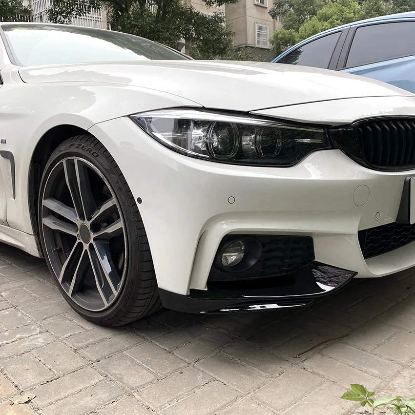 For BMW F32 F33 F36 4 Series 2014-2020 M-Sport M-Tech Front Bumper Lip Spoiler Carbon Fiber Look/Gloss Black Air Splitters