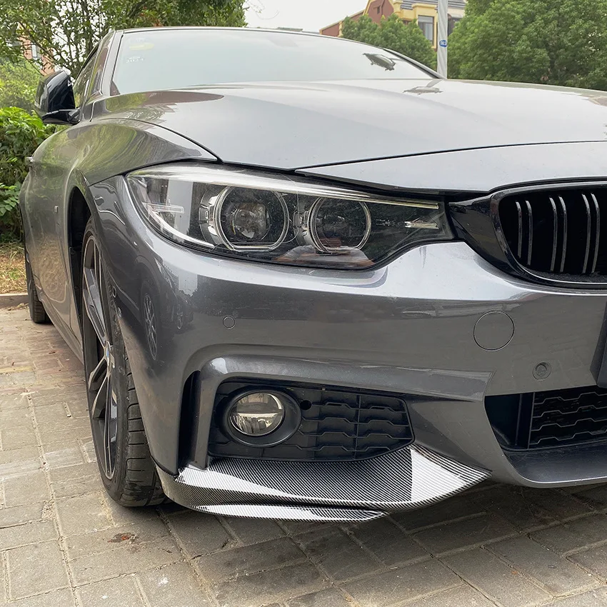 For BMW F32 F33 F36 4 Series 2014-2020 M-Sport M-Tech Front Bumper Lip Spoiler Carbon Fiber Look/Gloss Black Air Splitters