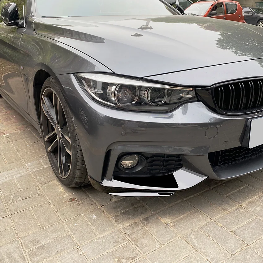 For BMW F32 F33 F36 4 Series 2014-2020 M-Sport M-Tech Front Bumper Lip Spoiler Carbon Fiber Look/Gloss Black Air Splitters