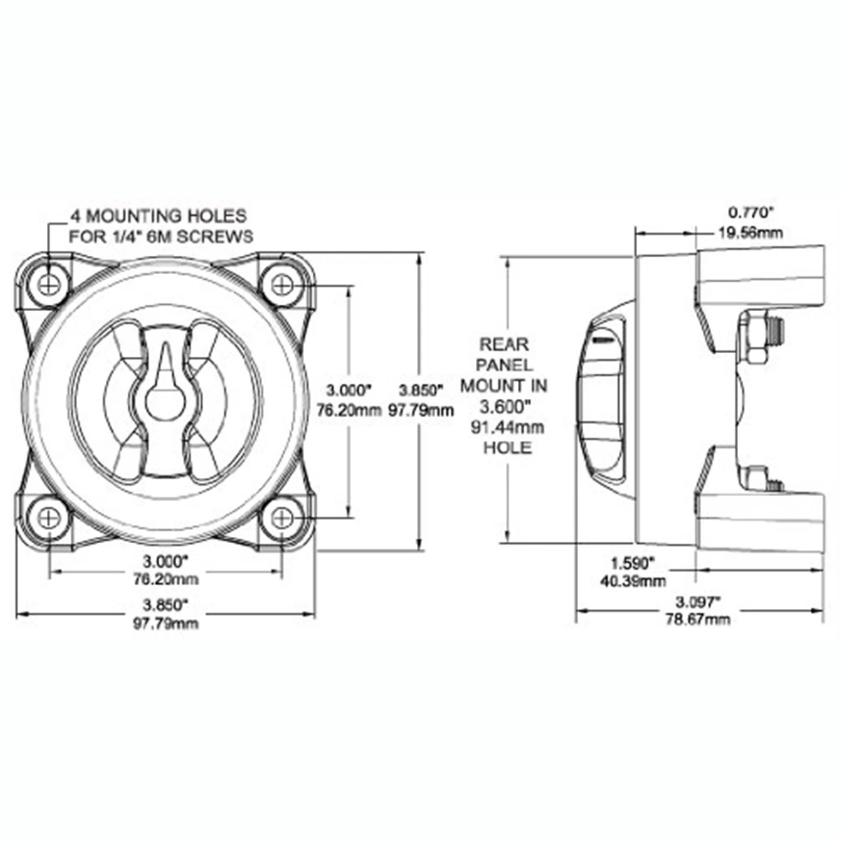 E-Series Water-Proof Ignition Protection 12-48V 350-600AMarine Single-Circuit Battery Isolation Switch Red With AFD