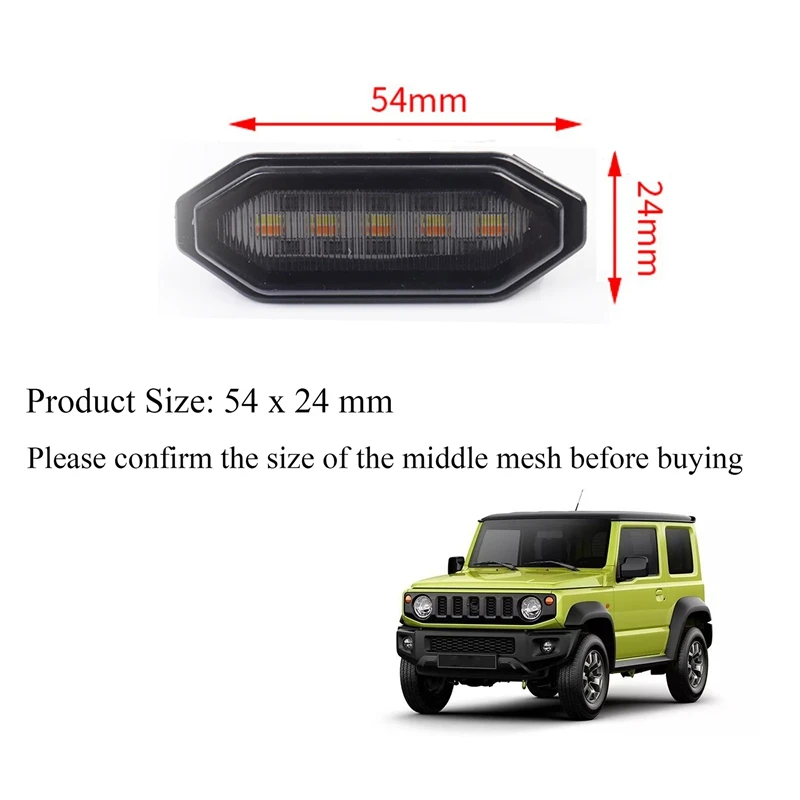 LED Front Grille Lights White Amber Light External Grille Lamps For Suzuki Jimny JB64 JB74 2019 2020 2021