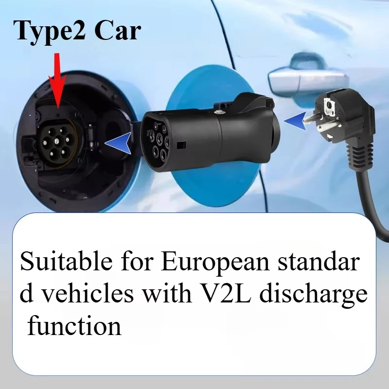 for Hyundai KIA BYD MG Genesis Voyah Jaecoo7 Ebro Omoda 9 Discharge For Type2 Car Discharge with 16A socket EV Adapter