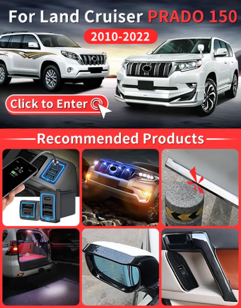 For 2010-2023 Toyota Land Cruiser Prado 150 LC150 Power Folding Mirror Module Accessories Modification Upgrade Auto Shut down