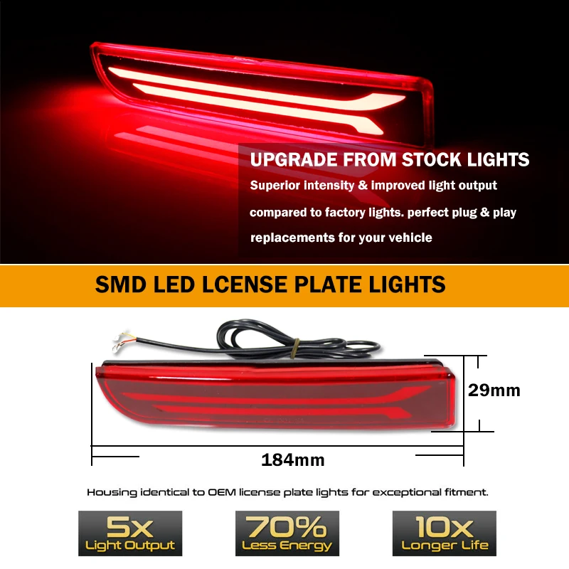 2x For Mitsubishi Lancer Evo X Outlander Red Reflector Rear Back Tail LED Bumper Brake Stop Running Light Fog Lights Turn Light