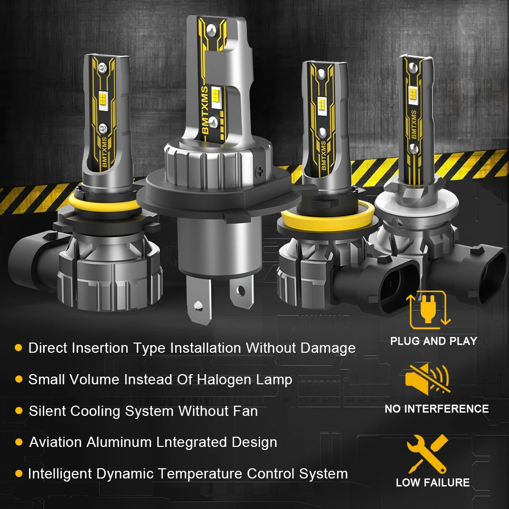 BMTxms 2PCS Canbus H11 H8 LED Fog Light Bulbs H10 9145 H16JP H27 880 881 H27W LED H4 H9 9006 HB4 Car Driving Lamp White Yellow
