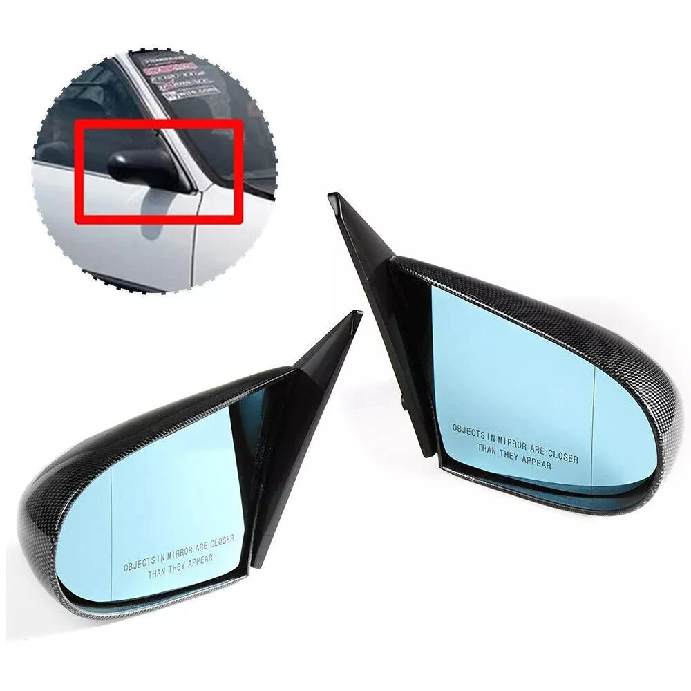 2x Spoon Style Side Door Wing Mirror Manual Adjustable Carbon Rearview Mirror For Honda Civic EG Sedan 1992-1995 4 Door