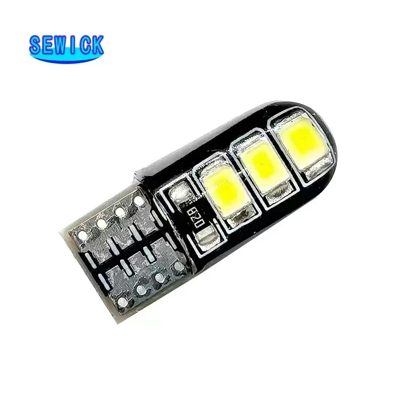 100Pcs Wholesale T10 Silicone Case 6 SMD LED Car Reading Dome Lights W5W WY5W 6LED 6SMD Wedge Turn Side Lamps Parking Bulb 12V