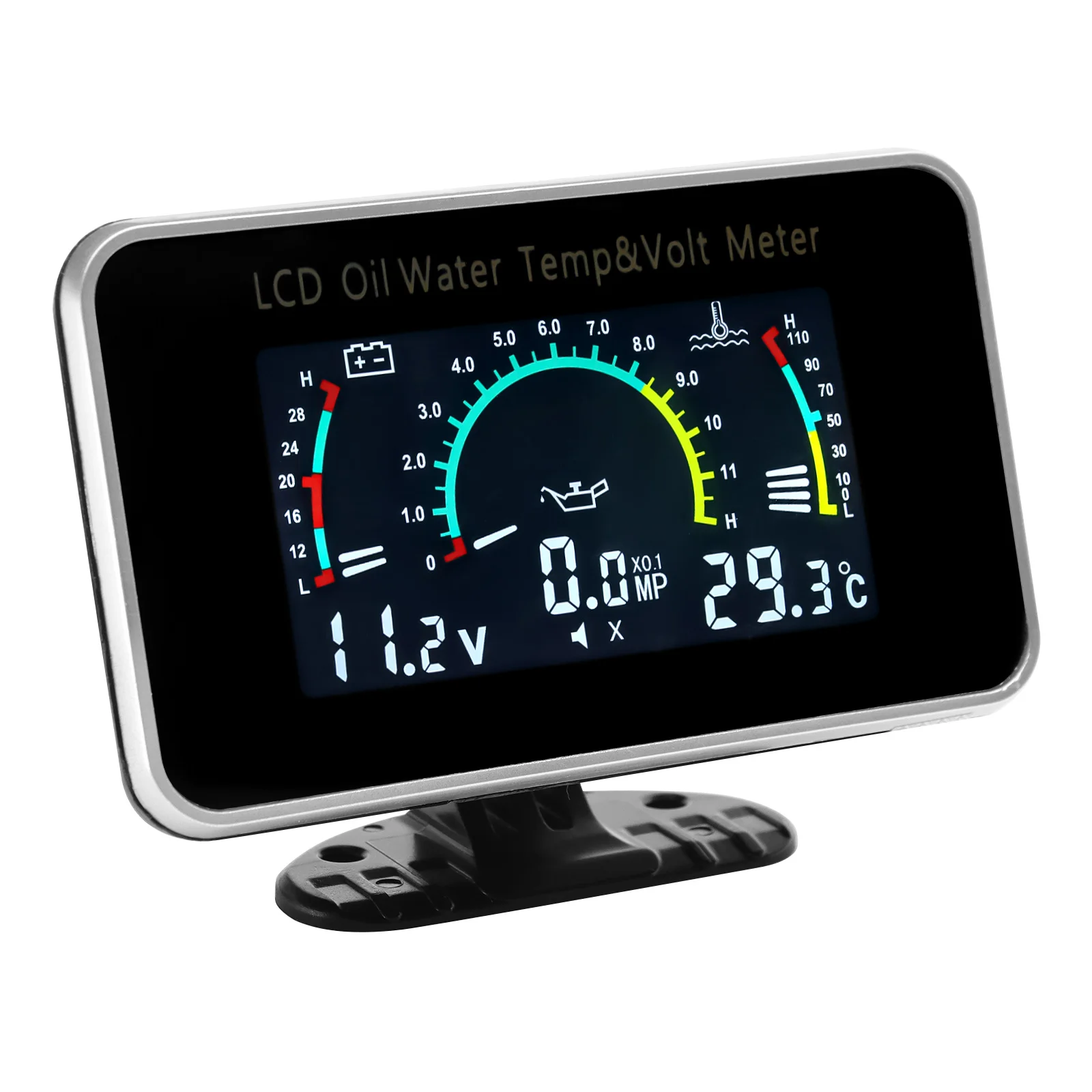 3 IN 1 LCD Gauge Mulitifunctional Oil Temperature+Water Temperature+Voltmeter with Sensor 1/8NPT for Truck 12V24V