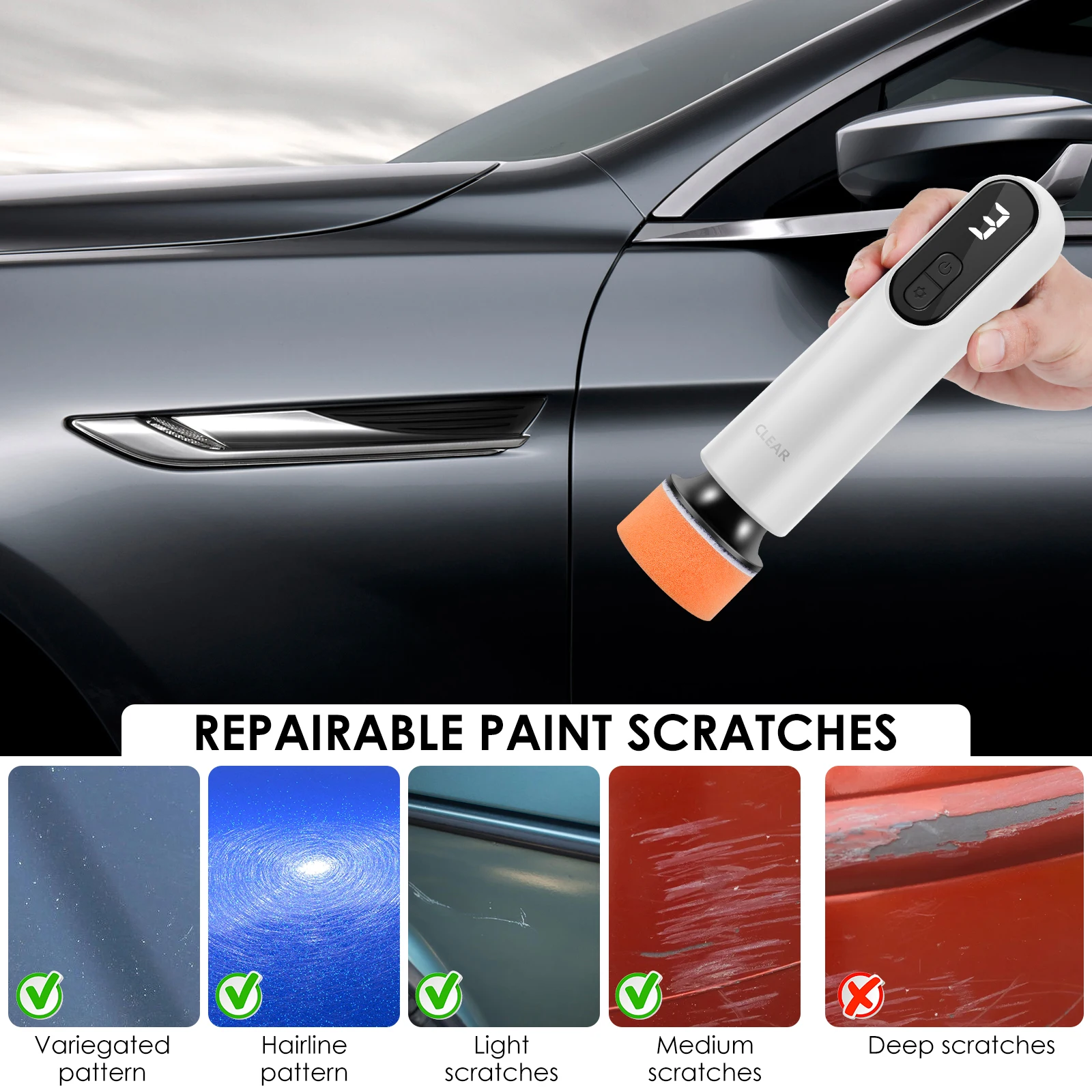 Car Polishing Machine Wireless Electric Polishing Sanding Wax Tool for Vehicle Paint Scratch Repairing Tool Electric Car Buffer