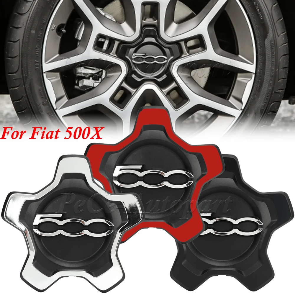 4Pcs Hubcap Cupping For Fiat 500x Silver/Black/Red 735626312 735626311 Wheels Centre Hub Caps Set Dust Cover Wheel Hub 16 inch