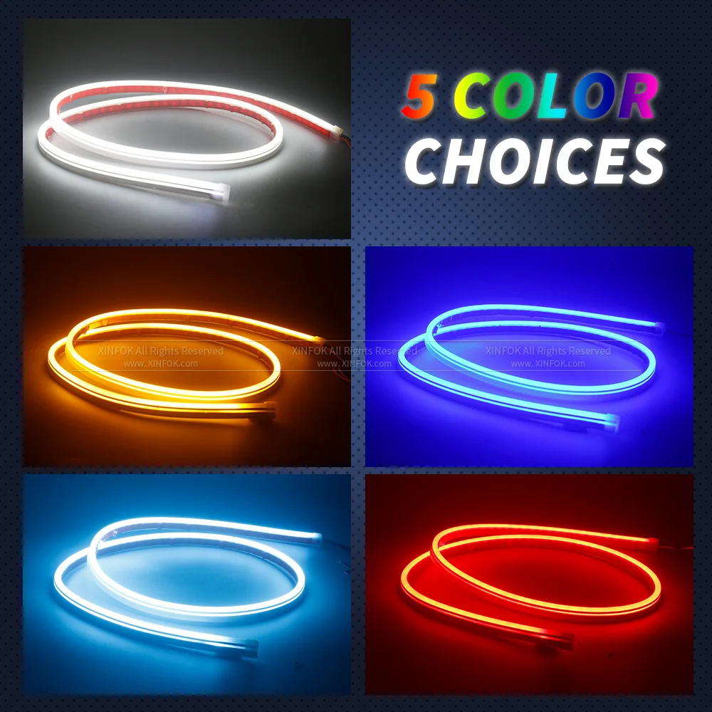 120cm 150cm 180cm 200cm 220cm Car Hood Light Strip Daytime Running Flexible LED Auto Decorative Atmosphere Ambient Lamps DRL 12V