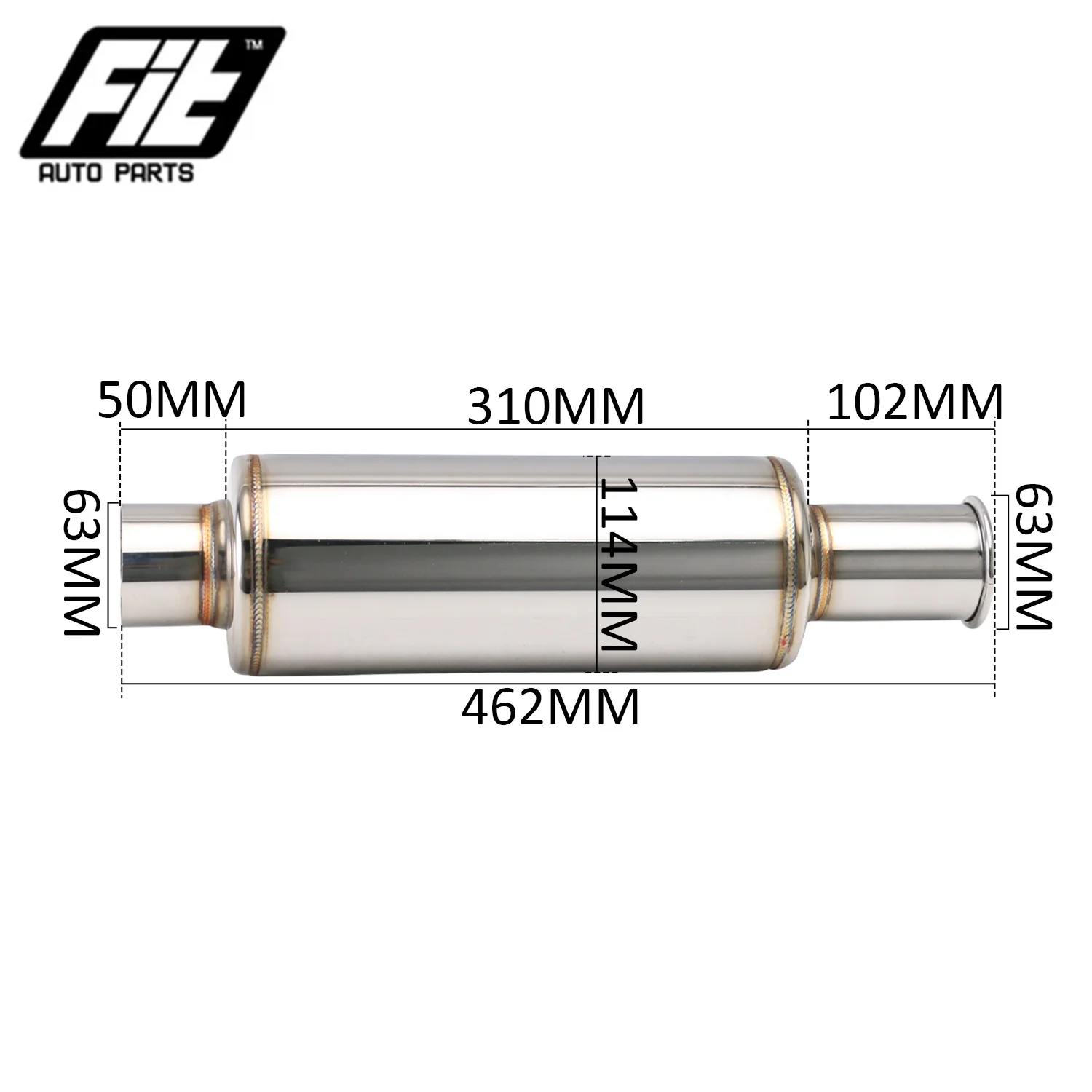 Exhaust Muffler Pipe Car Resonator 63mm Race Spoon Plate Muffler Universal Fast Shipping