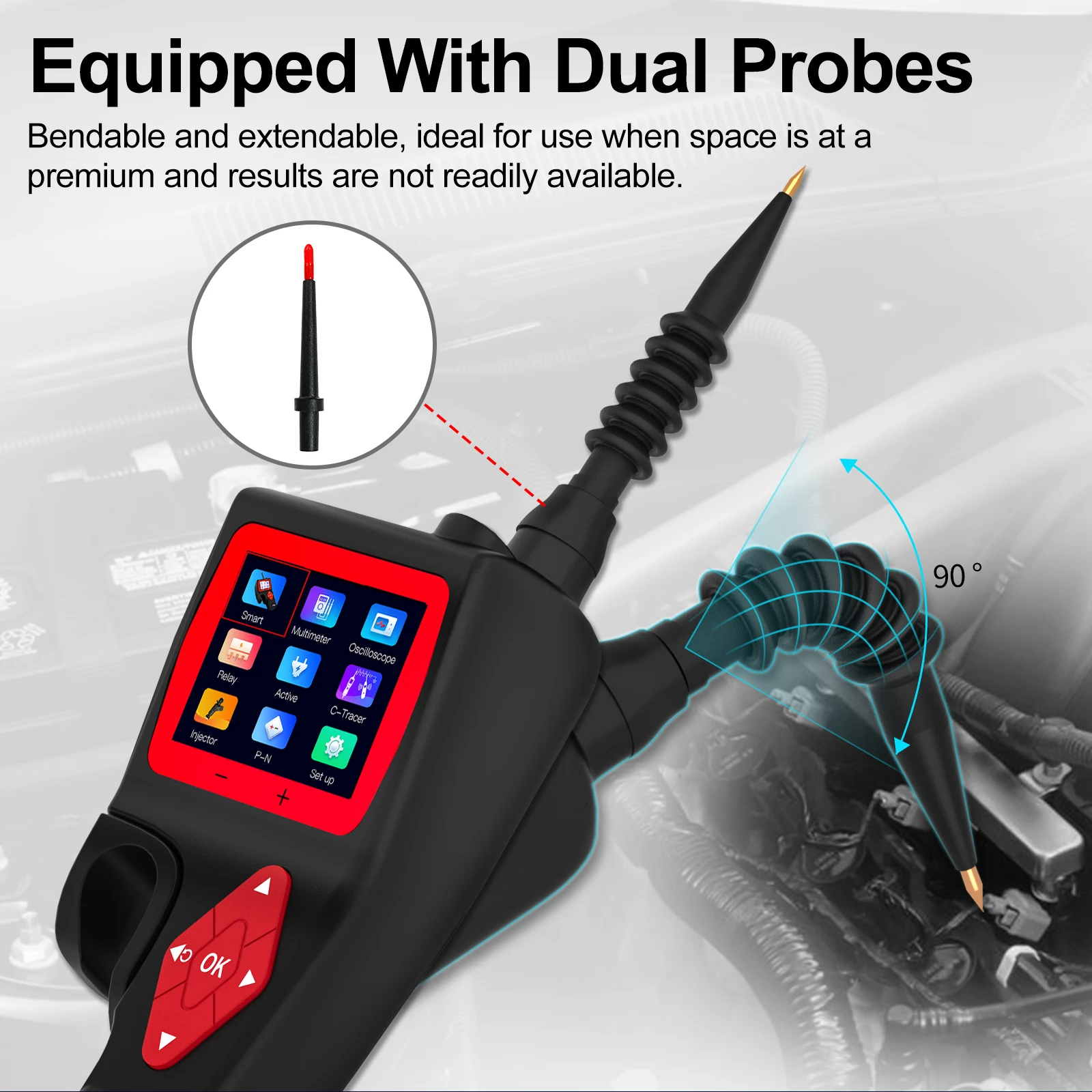 Topdiag P200 9V-30V P100-2M 12&24V Power Probe Automotive Electric Circuit Tester Relay Injector Activating Car Diagnostic Tool