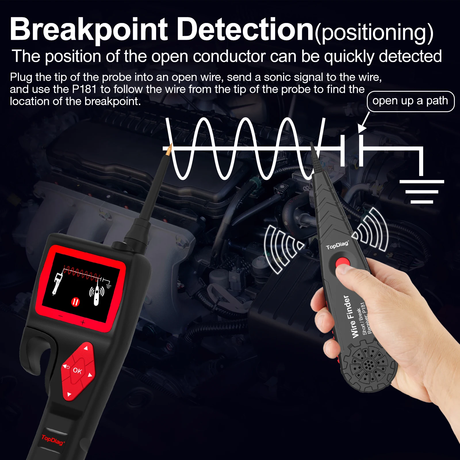 Topdiag P200 9V-30V P100-2M 12&24V Power Probe Automotive Electric Circuit Tester Relay Injector Activating Car Diagnostic Tool